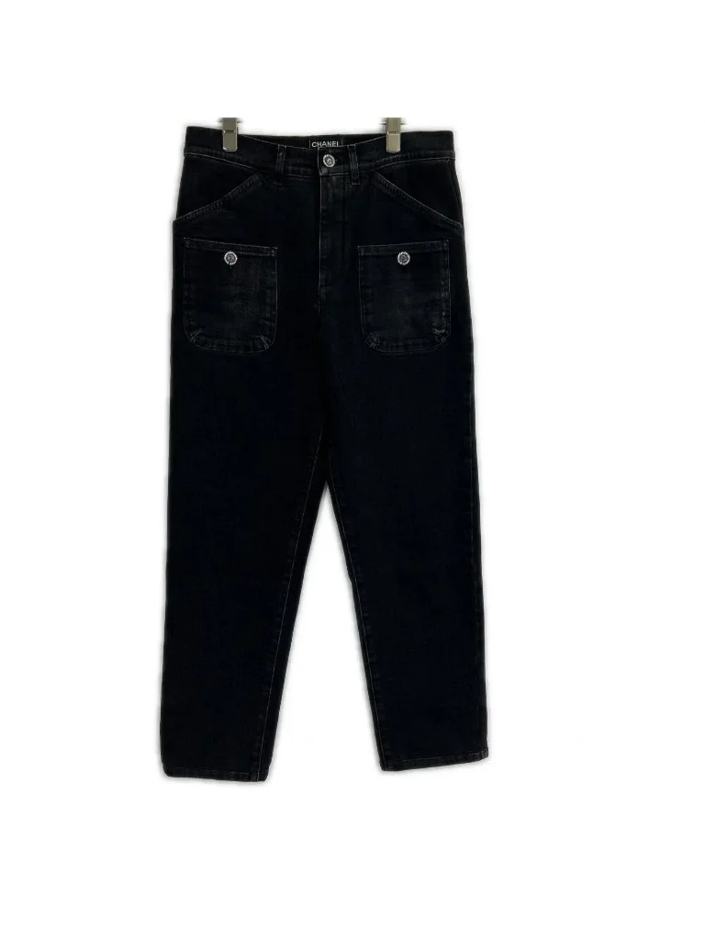 Chanel Black Rhinestone Denim 34 Jeans